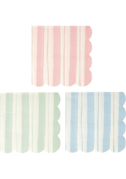 Meri Meri - Ticking Stripe Large Napkins - Kalın Çizgili Peçeteler - 16'lı