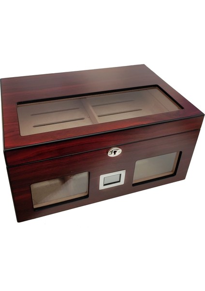Bordo 2 Katlı Camlı Dijital Humidor Puro Kutusu RC59KR