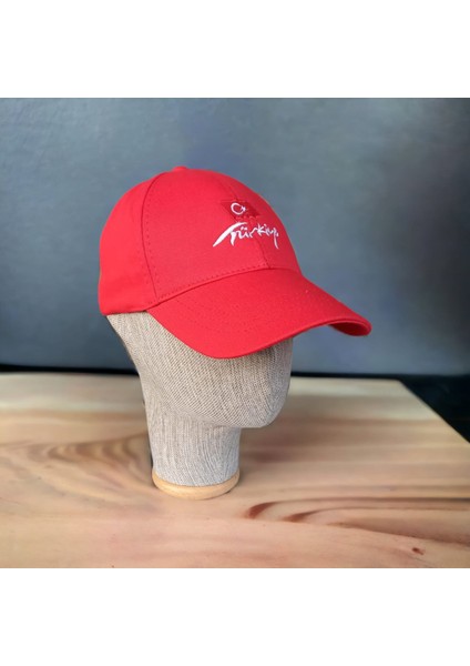 Salarticaret Unisex Türkiye Nakışlı Kırmızı Şapka