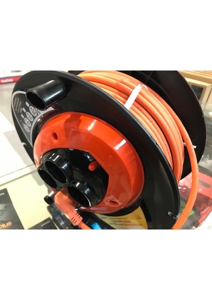 50 MT Makaralı 4'lü Elektrik Uzatma Priz 3x2,5 mm Turuncu