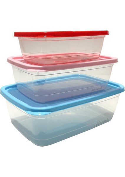 3lü Set Renkli Vakum Kapak Kırılmaz Saklama Kapları 1.25L-760ML-430ML Difriz ve Mikrodalgaya Uyumlu