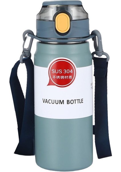 304 L Çelik Mavi 600 ml Askılı ve Pipetli Matara Suluk CIN411MV