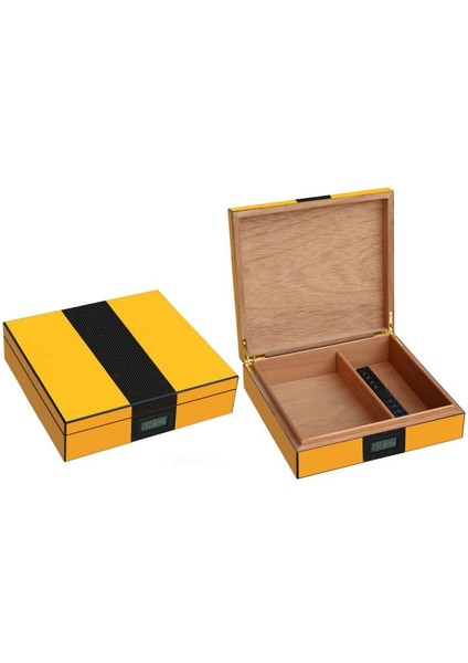 Sarı Karbon Fiber Humidor Puro Kutusu RC60