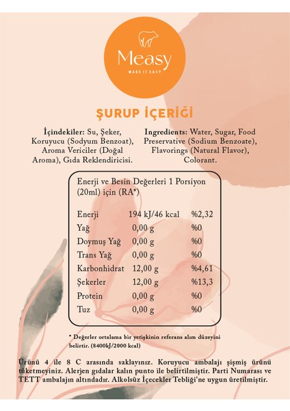 Bergamot Kahve & Kokteyl Şurubu 125 ml