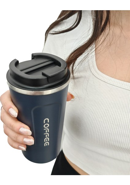 304 L Çelik Vakumlu Lacivert Kahve El Termos Mug 500 ml