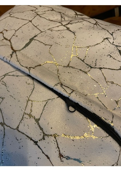 Altın Detaylı Mermer Desen Kare Kırlent Kılıfı Gece Mavisi fırsatları