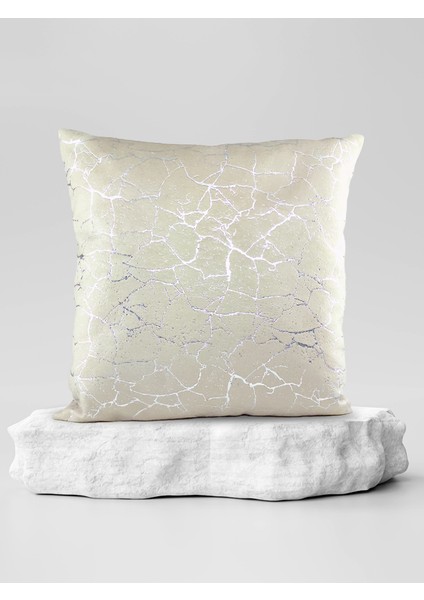 Gümüş Detaylı Mermer Desen Kare Kırlent Kılıfı Bej indirimleri