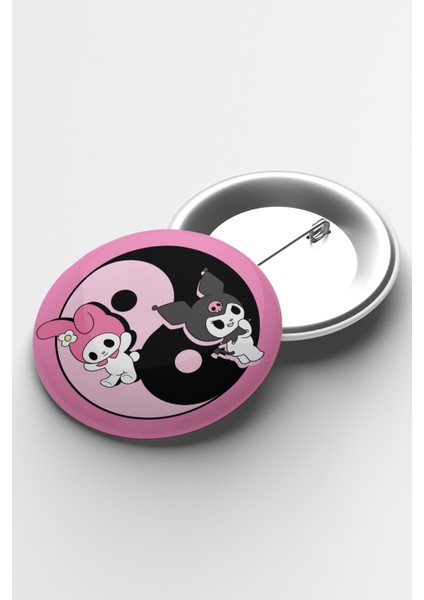 Anime Kuromi And My Melody Iğneli Buton Rozet 58MM