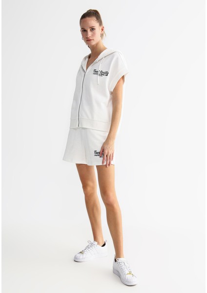 Lastikli Bel Basic Beyaz Kadın Şort S-Antona fiyatları