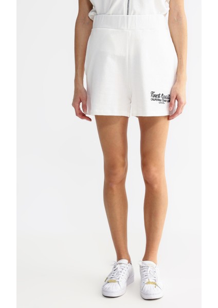 Lastikli Bel Basic Beyaz Kadın Şort S-Antona modelleri