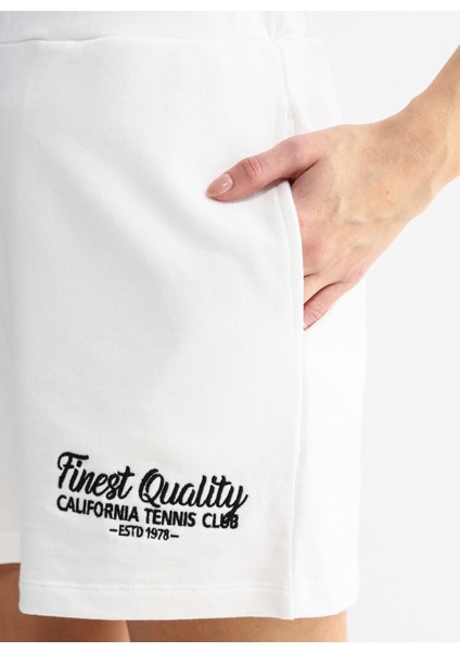 Lastikli Bel Basic Beyaz Kadın Şort S-Antona indirimleri