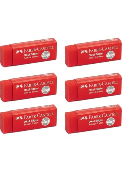 Kırmızı Slgi Orta Boy 6 Adet Faber Silgi Dust Kırmızı Orta Boy Kırmızı Okul Silgisi