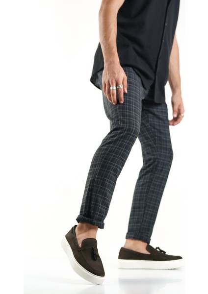 Hakiki Deri 22106-K Nubuk Kahverengi Kalın Taban Püsküllü Erkek Loafer & Günlük Ayakkabı