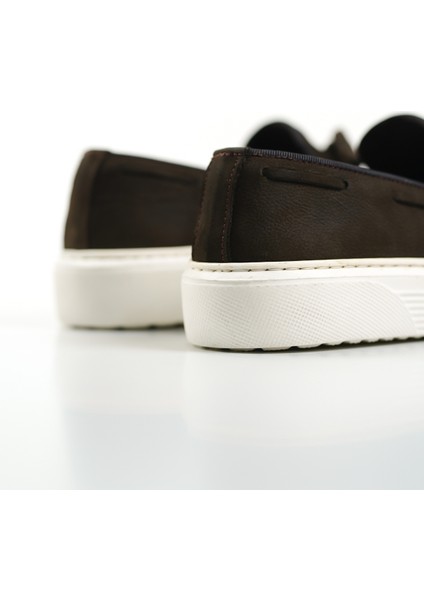 Hakiki Deri 22106-K Nubuk Kahverengi Kalın Taban Püsküllü Erkek Loafer & Günlük Ayakkabı indirimleri