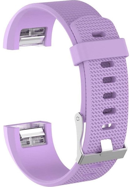 Fitbit Charge 2 Için Silikon Kordon Kayış Lila (L)