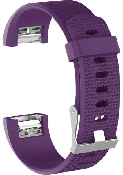 Fitbit Charge 2 Için Silikon Kordon Kayış Mor (L)