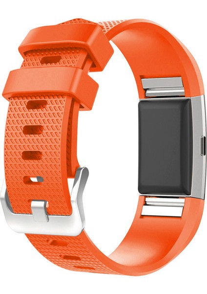 Fitbit Charge 2 Için Silikon Kayış Kordon Turuncu (S)