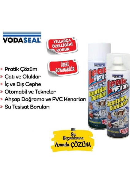 Leak Fix Su Geçirmez Sızdırmaz Sızıntı Önleyici Kauçuk Kaplama Izolayson Beyaz Sprey 200 Ml