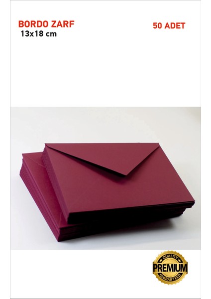 Bordo Zarf Davetiye Zarfı 13X18 cm 50 Adet