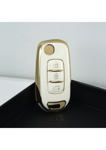 Renault Clio 5 Dacia Duster Sustalı 3 Buton Beyaz Oto Anahtar Kumanda Kabı Kılıfı Oto Anahtarlık
