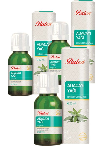 3 Kutu Ada Çayı Acı Elma Yağı Adaçayı Acıelma Bitkisel Yağ 20 ml x 3