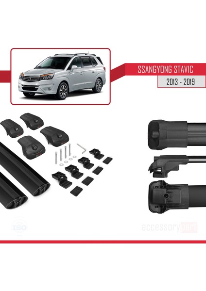Ssangyong Stavic 2013-2019 Arası Ile Uyumlu Ace-1 Ara Atkı Tavan Barı Siyah modelleri