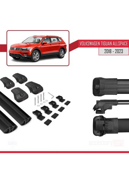 Vw Tiguan Allspace 2018 ve Sonrası Ile Uyumlu Ace-1 Ara Atkı Tavan Barı Siyah