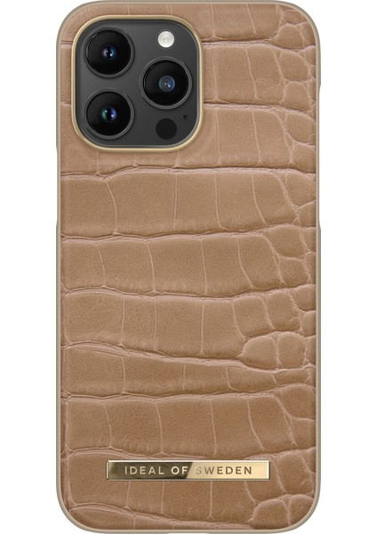 Atelier Case Apple iPhone 13 Pro Max Uyumlu Tasarım Pu Deri Kılıf - Camel Croco