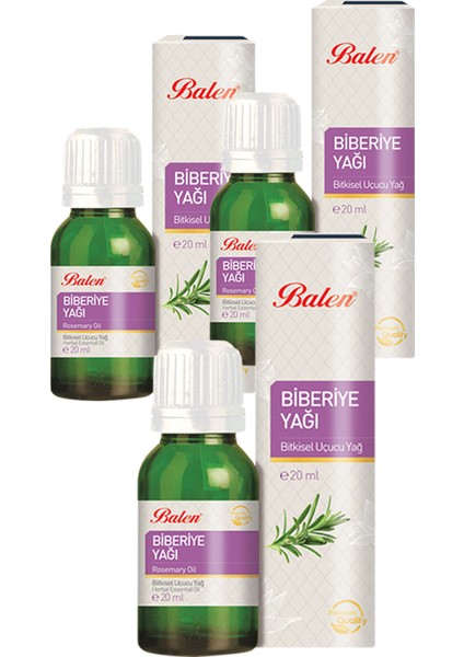 3 Kutu Biberiye Yağı Bitkisel Uçucu Yağ 20 ml x 3