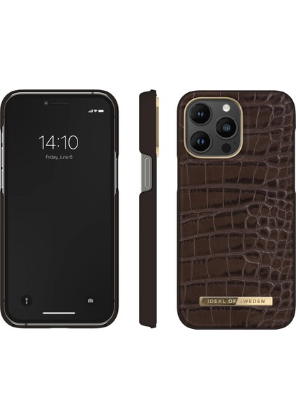 Atelier Case Apple iPhone 13 Pro Uyumlu Tasarım Pu Deri Kılıf - Deep Walnut Croco fiyatları