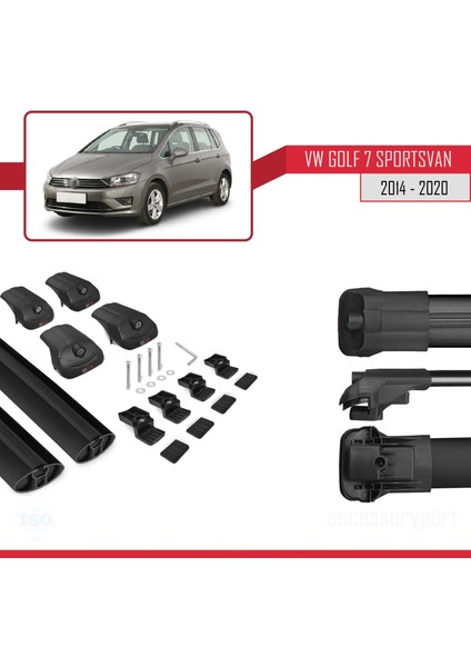 Volkswagen Golf 7 Sportsvan 2014-2020 Arası Ile Uyumlu Ace-1 Ara Atkı Tavan Barı Siyah modelleri