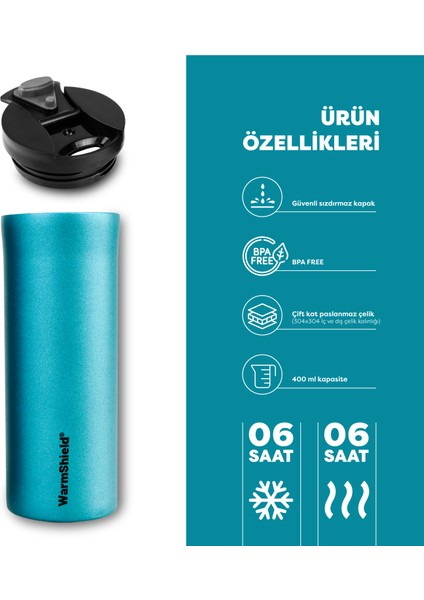 Warmshield® Çift Katmanlı Paslanmaz Çelik Termos Bardak 400 ml ( Kahve Çay Termosu )