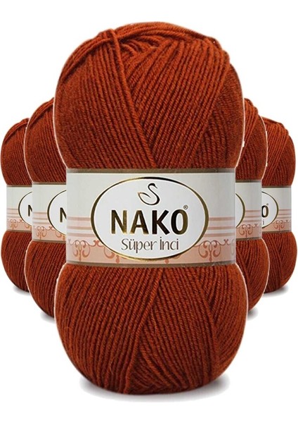 5 Adet Süper Inci El Örgü Ipi 100 gr Kiremit 6679