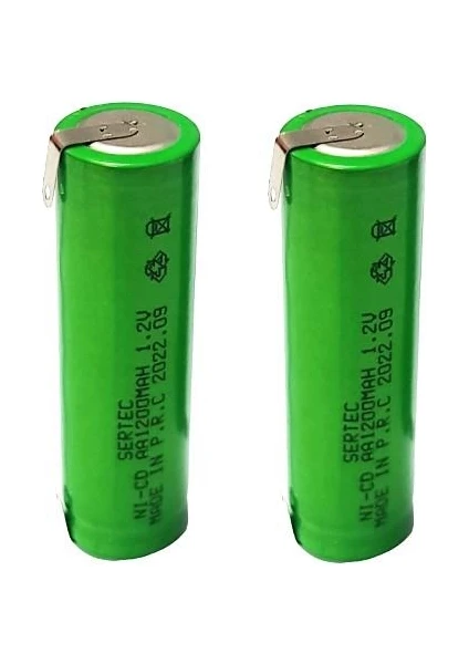 1.2VOLT 1200MAH Aa Ni-Cd Şarjlı Kalem Pil Puntolu - 2ADET