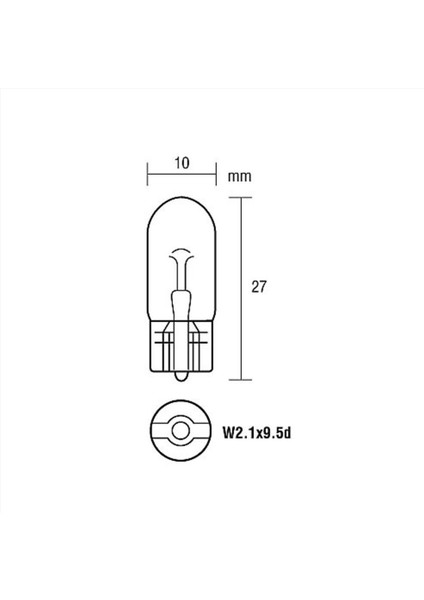 12V 5W Dipsiz Standart T10 Ampul 10 Adet