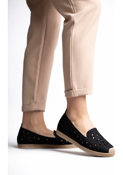 Mariana Çiçek Desenli Keten Kadın Günlük Ayakkabı Siyah10 modelleri