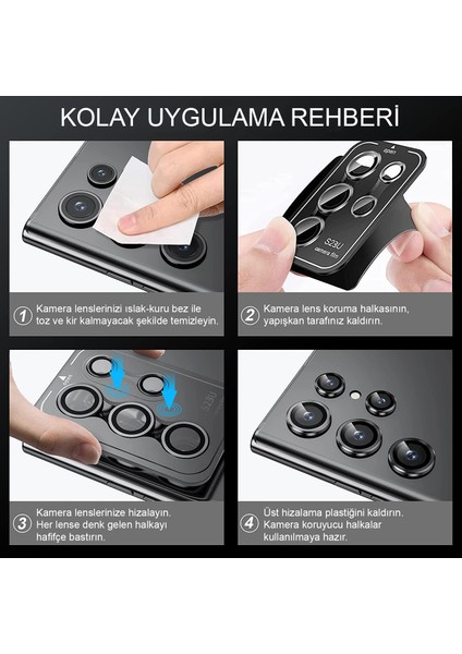 Samsung Galaxy S23 Plus Kamera Camı Lens Koruyucu Halka Set - AL8114