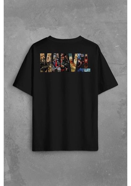 Marvel Spiderman Hulk Deadpool Iron Man Sırt Ön Baskılı Oversize Tişört T-Shirt