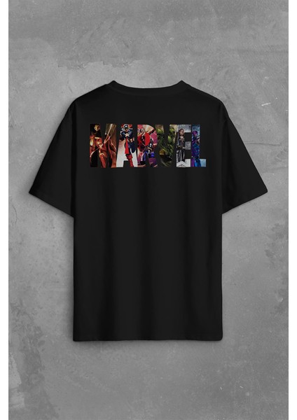 Marvel Spiderman Hulk Deadpool Iron Man Sırt Ön Baskılı Oversize Tişört T-Shirt
