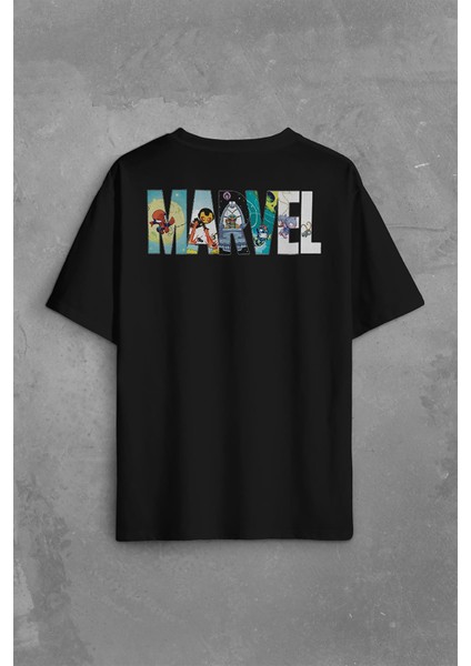 Marvel Spiderman Hulk Deadpool Iron Man Sırt Ön Baskılı Oversize Tişört T-Shirt