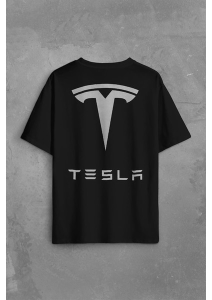 Tesla Motors Nikola Tesla Logo Elon Musk Sırt Ön Baskılı Oversize Tişört T-Shirt