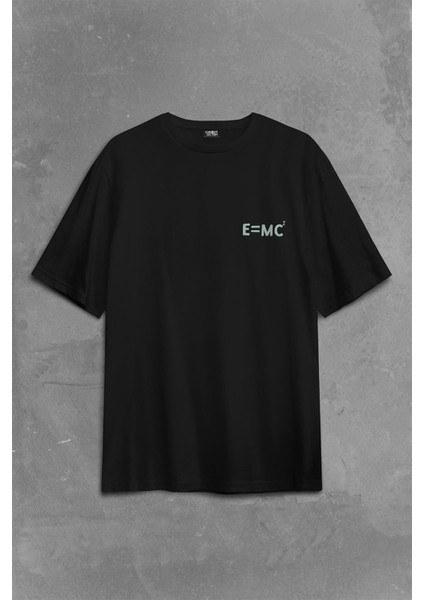 Albert Einstein Rick And Morty Beyaz E=mc2 Işık Hızı Sırt Ön Baskılı Oversize Tişört T-Shirt