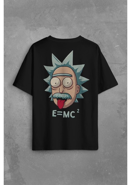 Albert Einstein Rick And Morty Beyaz E=mc2 Işık Hızı Sırt Ön Baskılı Oversize Tişört T-Shirt fiyatları