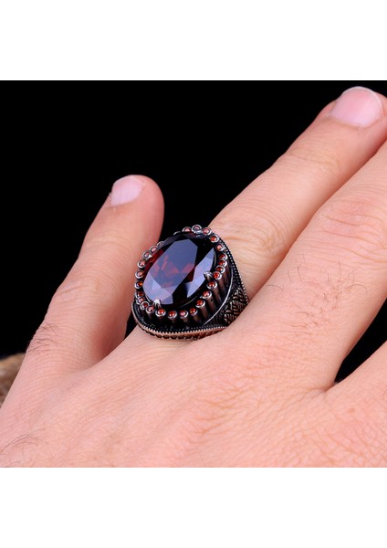 Zirkon Taşlı Oval Model 925 Ayar Gümüş Erkek Yüzük fırsatları