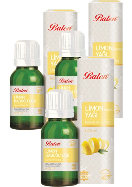 3 Kutu Limon Kabuğu Yağı 20 ml x 3 Adet Limon Yağı