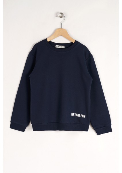 Erkek Çocuk Lacivert Renkli Bisiklet Yaka Of That Fun Baskılı Uzun Kollu Sweatshirt