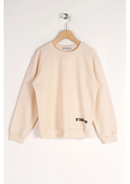 Erkek Çocuk Bej Renkli Bisiklet Yaka Of That Fun Baskılı Uzun Kollu Sweatshirt