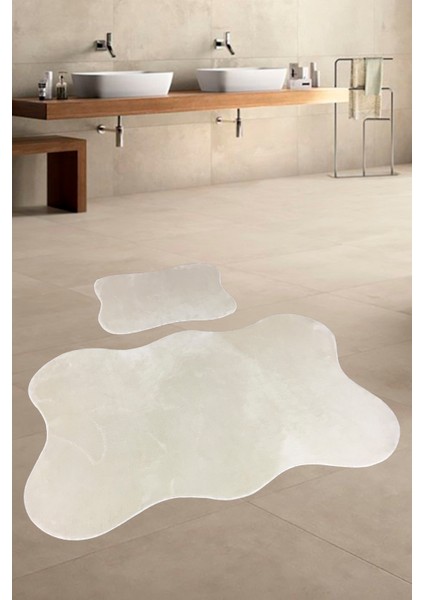 Anatolia 2'li Vizon 80X140 + 50X70 cm Büyük Ebat Banyo Paspası Seti Kaymaz Tabanlı Klozet Takımı