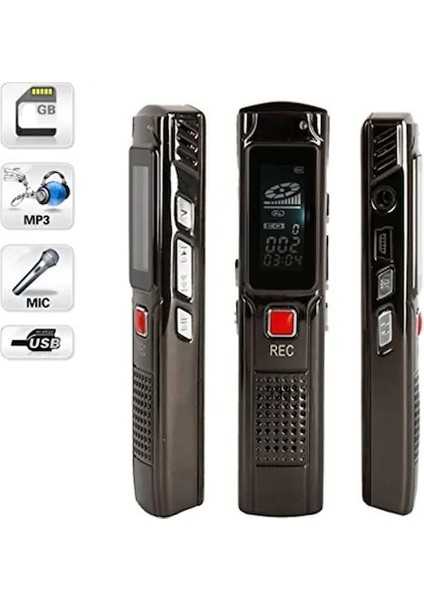 Hs-26 Profesyonel Dijital Ses Kayıt Cihazı 16 GB Mp3 Çalar LCD Ekran