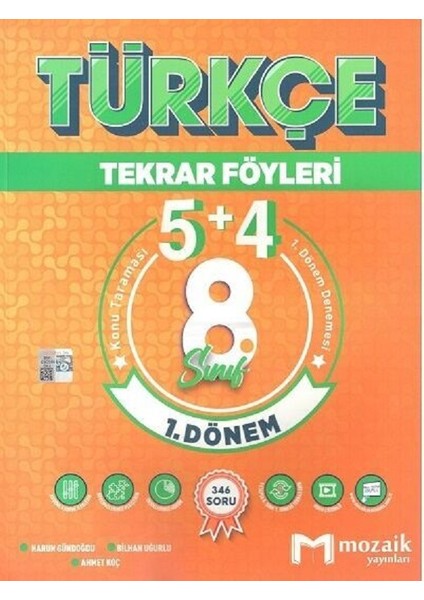 Mozaik Yayınları 8. Sınıf Türkçe 5 + 4 Tekrar Föyü Özel Baskı